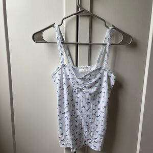 Dôen Pointelle Floral Knit Tank